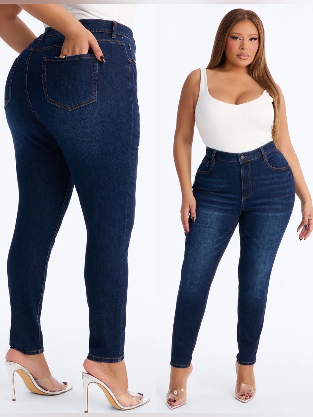 Fashion Nova High-Rise Dark Blue Stretch Jeans